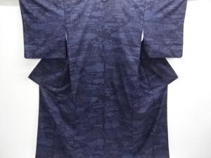 垣根に花模様織出し本場結城紬100亀甲着物（石下）